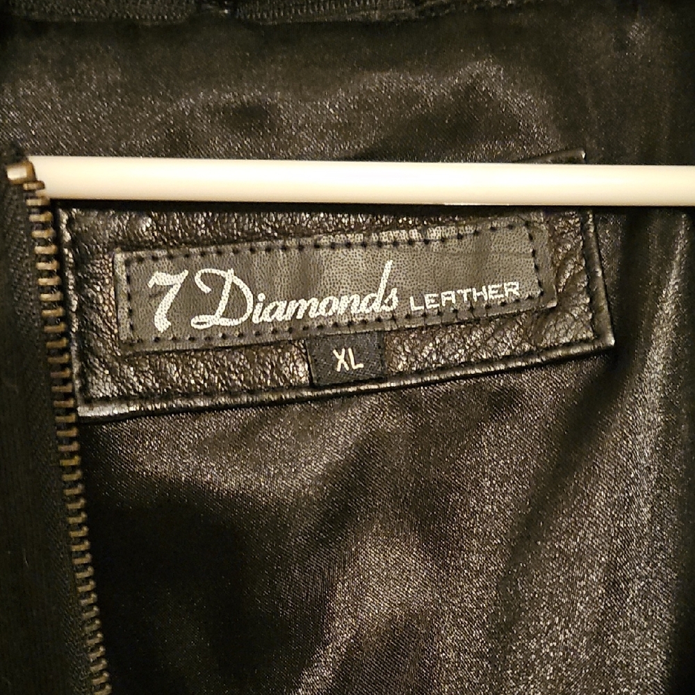7 Diamonds Dark Leather Military Jacket - Picture 6 of 8
